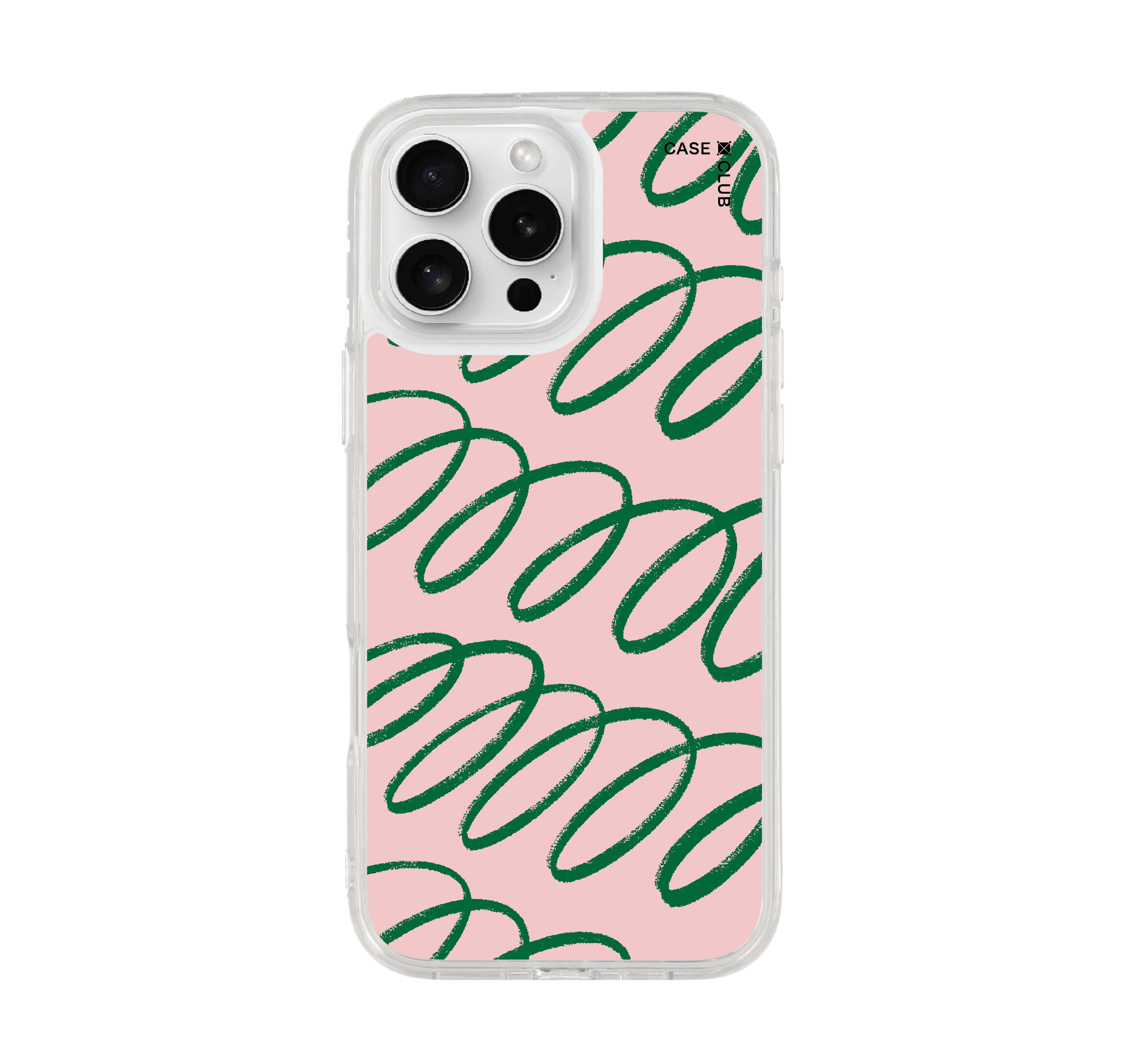 เคสใส iphone 16 pro max ลายโค้งชมพูเขียว