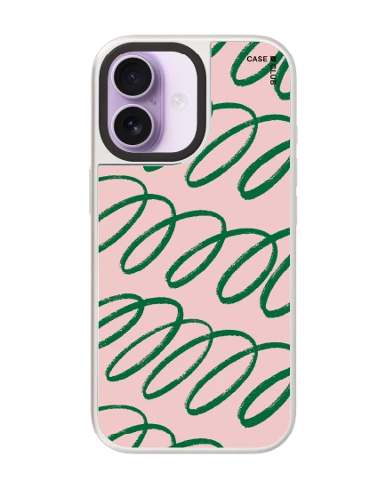 เคสกระจก iphone 17 magsafe เส้นโค้งชมพูเขียว