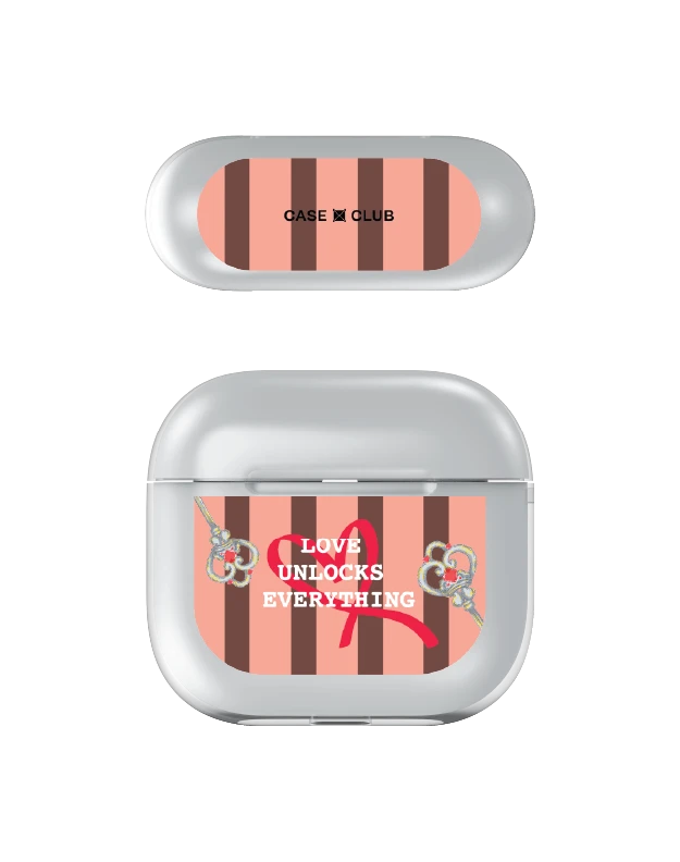 เคสใส airpods 4 กุญแจหัวใจลายชมพู