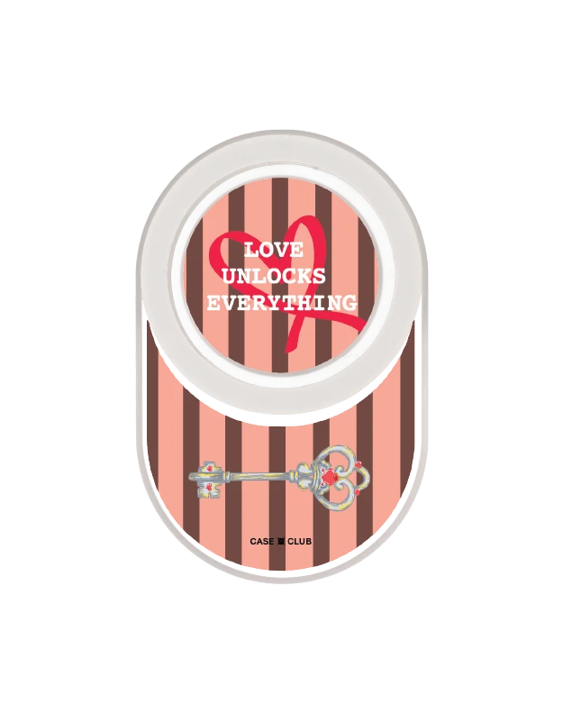 clear popgrip pink striped love key