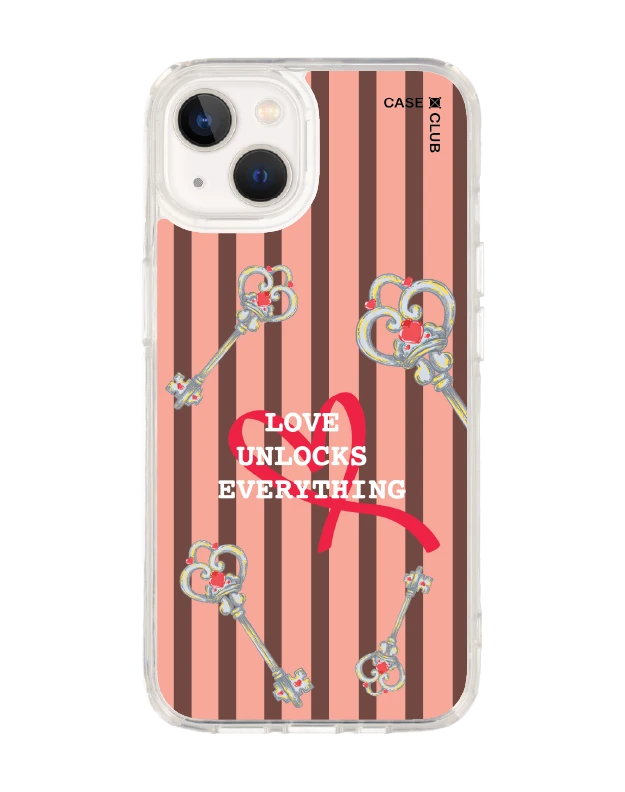 เคสใส iphone 13 magsafe กุญแจหัวใจลายชมพู