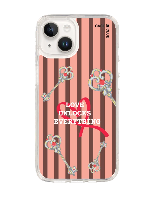 เคสใส iphone 14 magsafe กุญแจหัวใจลายชมพู