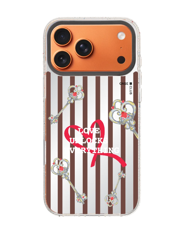 iphone 17 pro max clear mirror magsafe pink striped love key