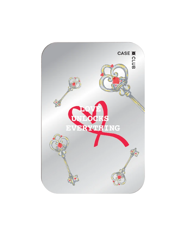 magnetic mirror cardholder stand pink striped love key