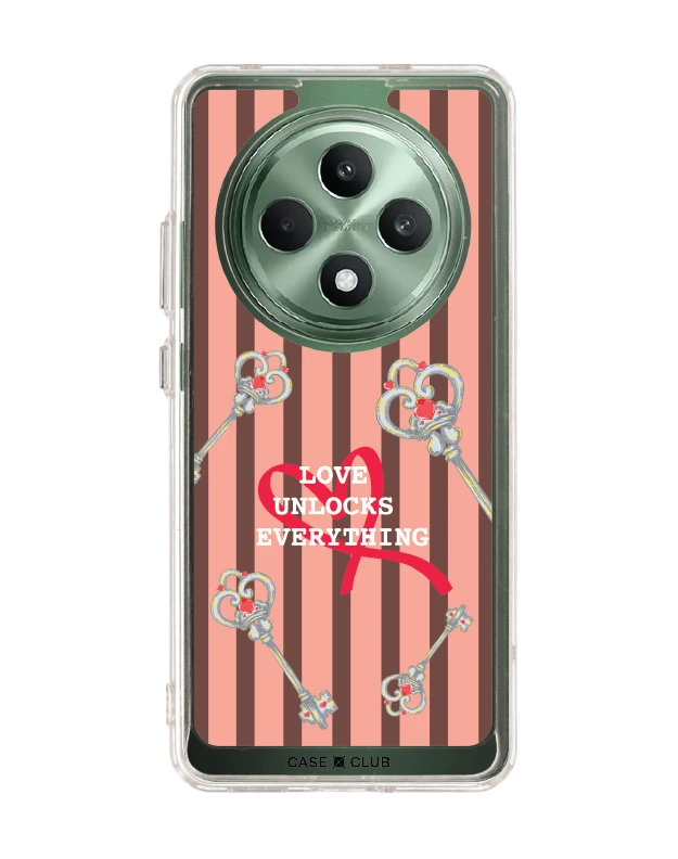 oppo reno 12f clear case pink striped love key