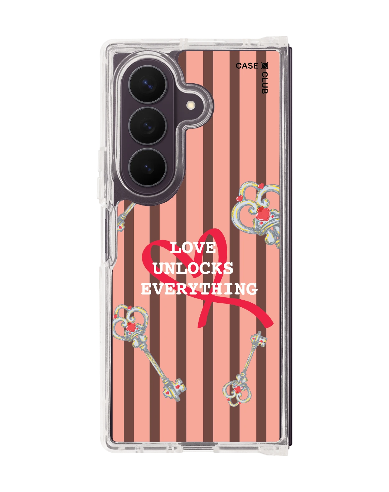 เคสใส samsung galaxy z fold 8 ultra magsafe กุญแจหัวใจลายชมพู