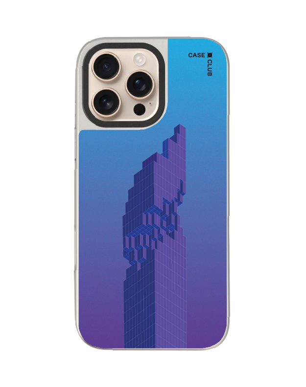 iphone 16 pro max mirror case magsafe pixelated skyscraper