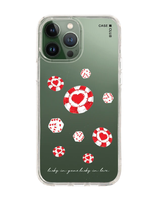 iphone 12/ 13 pro max clear case poker love
