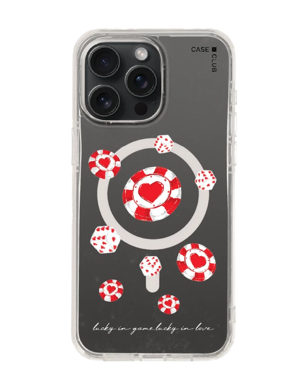 เคสใส iphone 15 pro max magsafe ชิปโป๊กเกอร์รูปหัวใจ