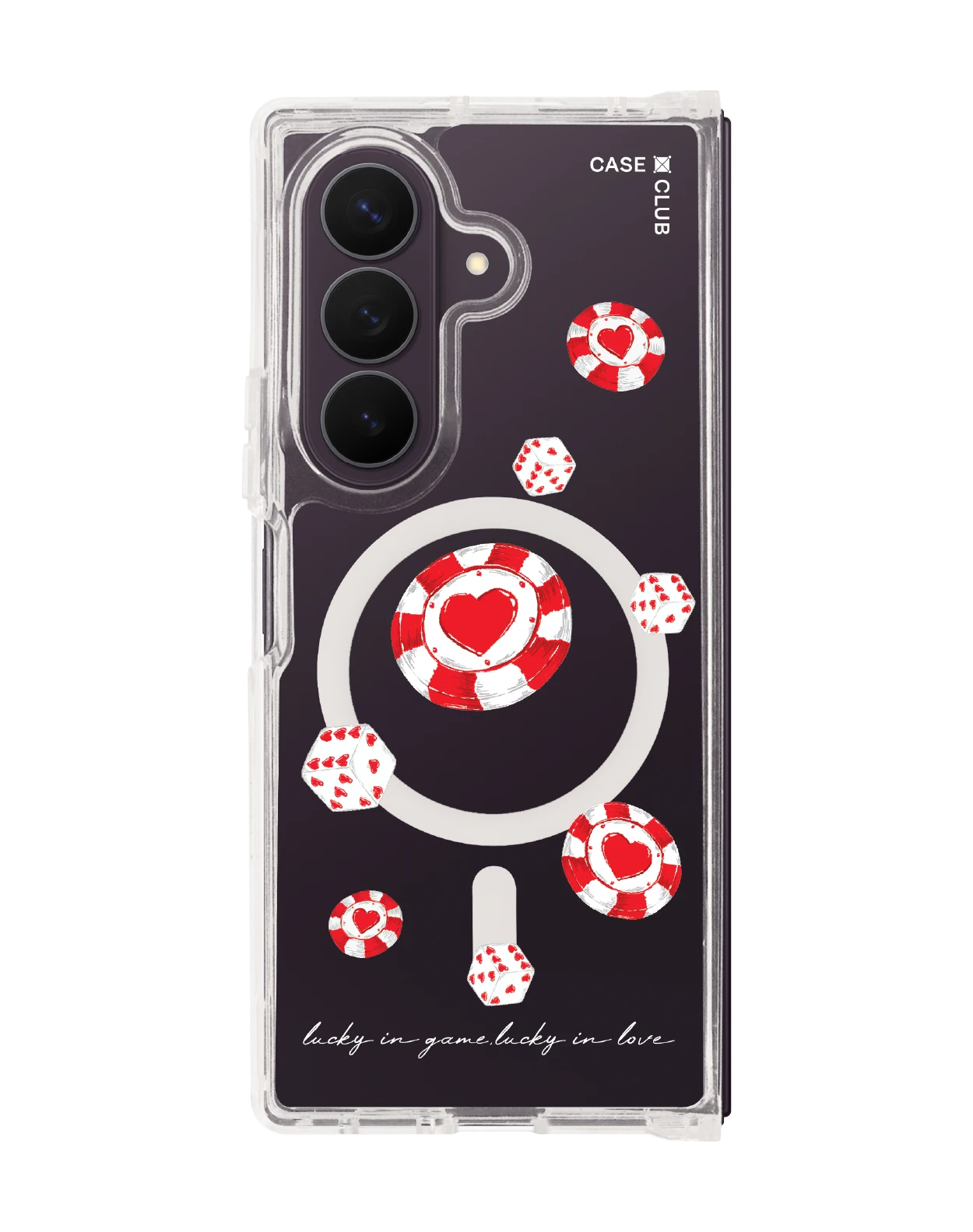 เคสใส samsung galaxy z fold 8 ultra magsafe ชิปโป๊กเกอร์รูปหัวใจ