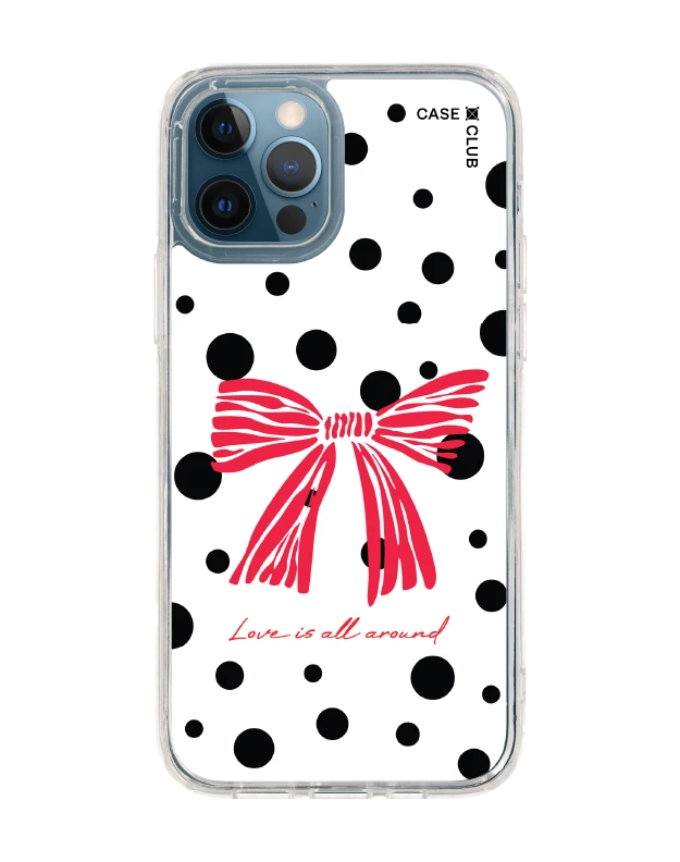 iphone 12/12 pro clear case polka bow crush