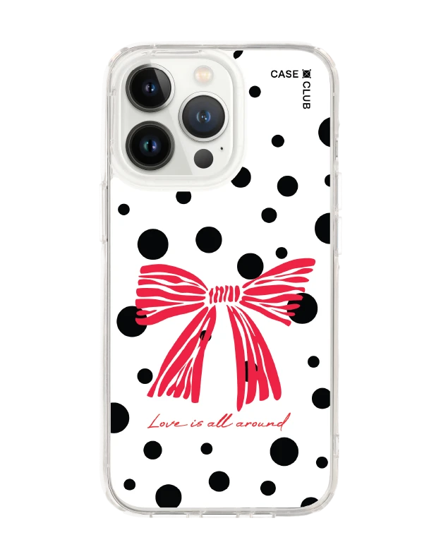iphone 13 pro clear case polka bow crush