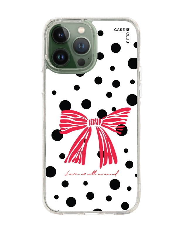 iphone 12/ 13 pro max clear case polka bow crush