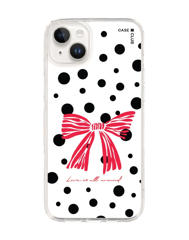 iphone 14 plus clear case polka bow crush
