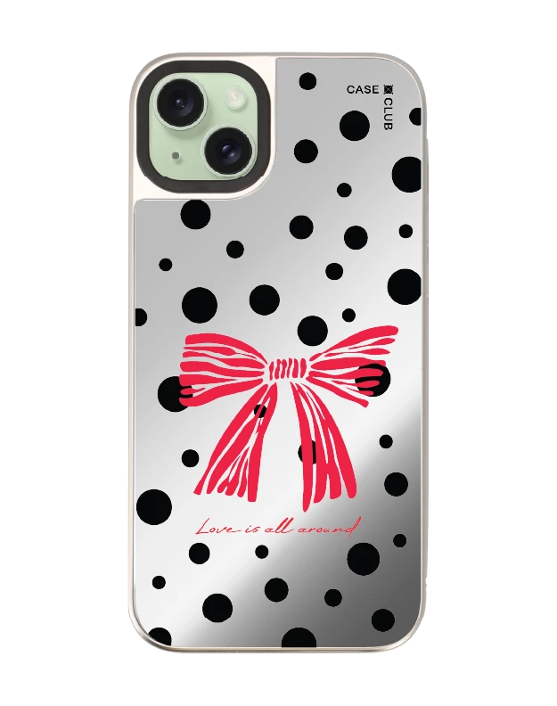 เคสกระจก iphone 15 plus magsafe โบว์ลายจุดตกหลุมรัก