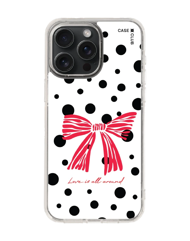 เคสใส iphone 15 pro max magsafe โบว์ลายจุดตกหลุมรัก