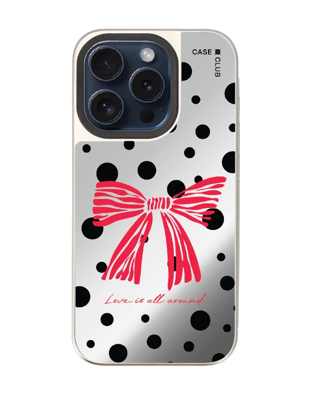 เคสกระจก iphone 15 pro magsafe โบว์ลายจุดตกหลุมรัก