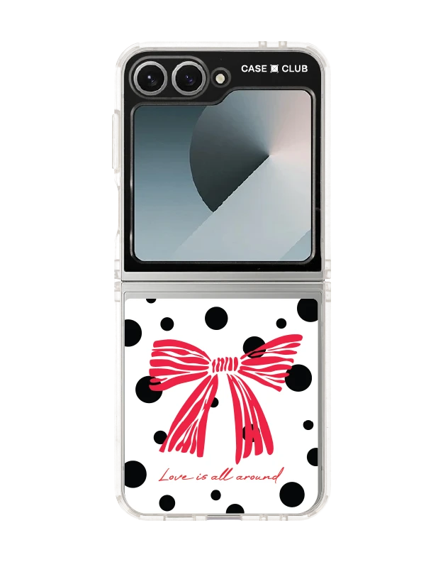 samsung galaxy z flip 6 clear case polka bow crush