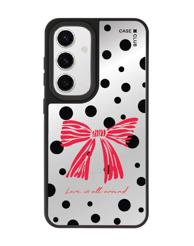 เคสกระจก samsung s24 matte magsafe โบว์ลายจุดตกหลุมรัก