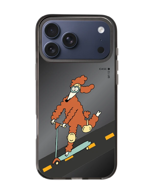 iphone 17 pro max black mirror magsafe poodle on scooter