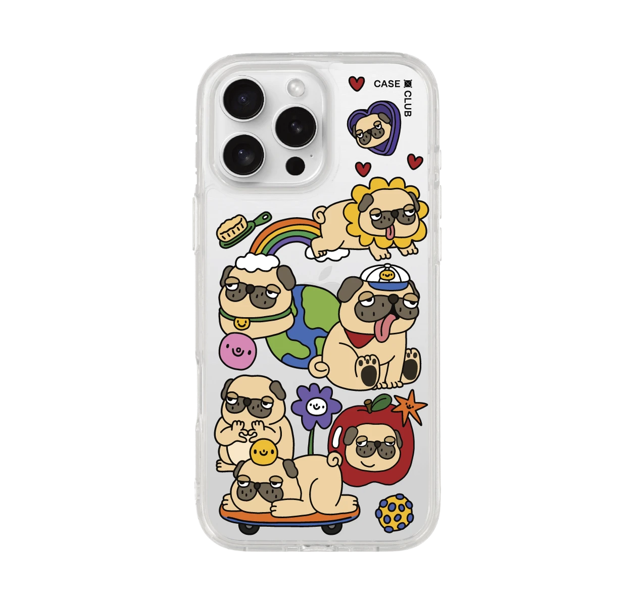 iphone 16 pro max clear case pug around the world