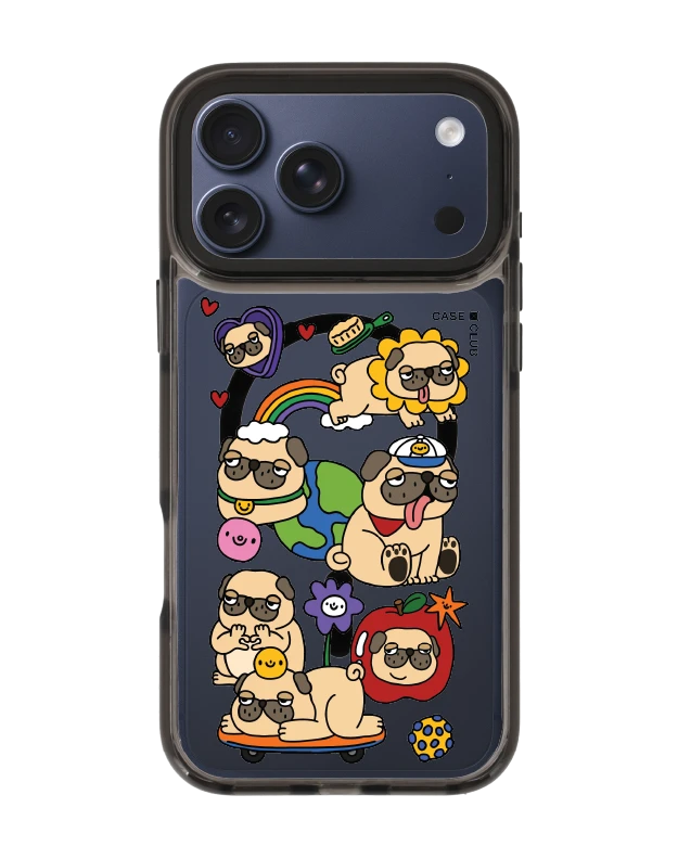iphone 17 pro max clear black magsafe pug around the world