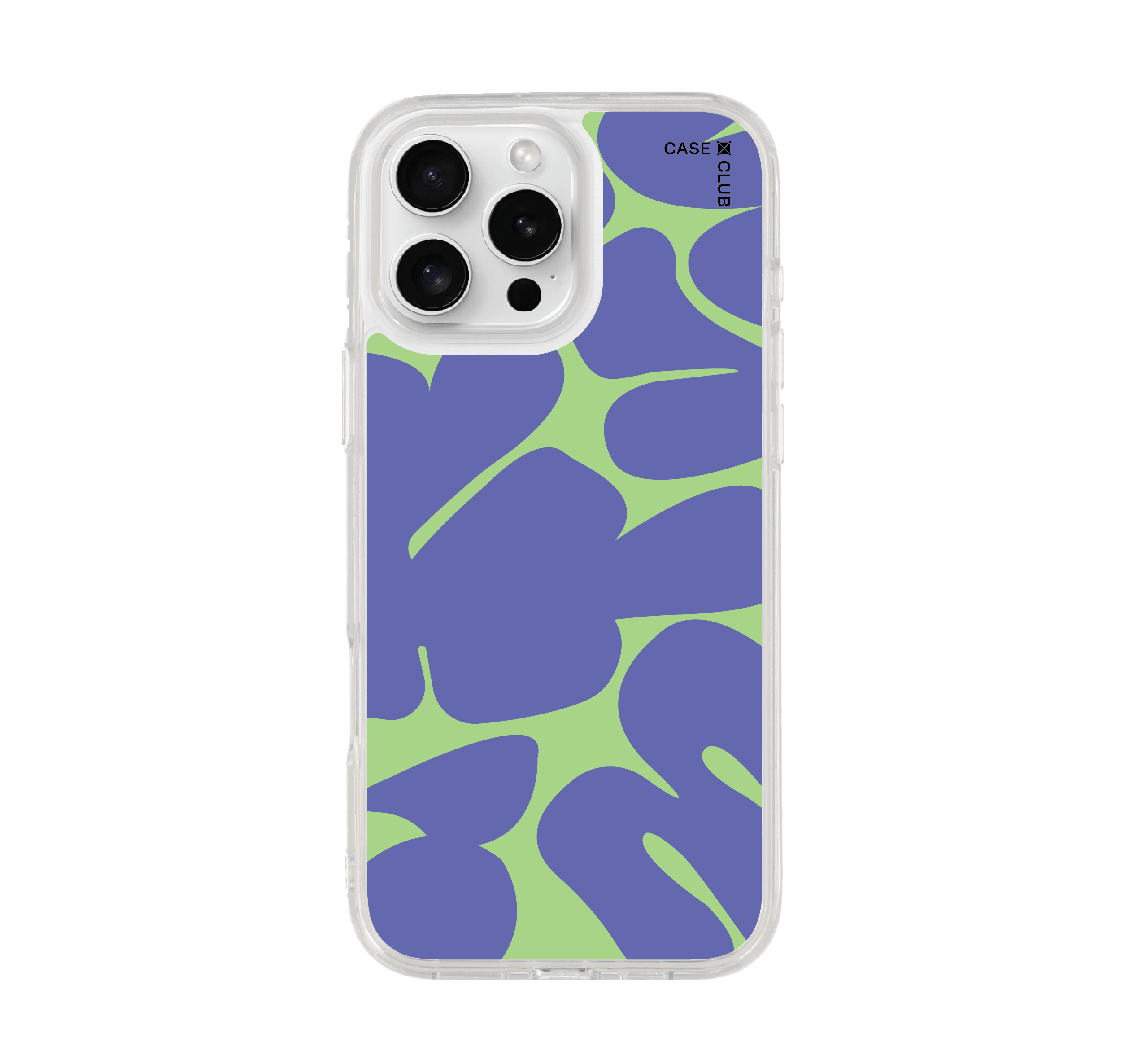 เคสใส iphone 16 pro max ใบไม้ม่วงเขียว