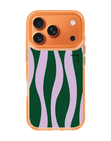 iphone 17 pro clear orange magsafe purple & green wavy pattern