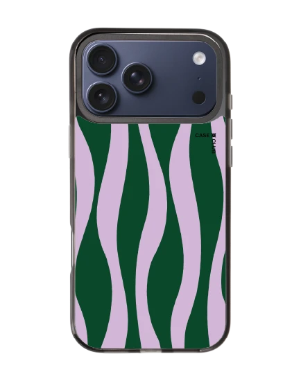 เคสกระจกดำ iphone 17 pro max mirror magsafe ลายคลื่นสีม่วงและเขียว