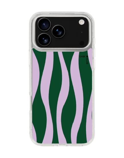เคสใส iphone 17 pro max magsafe ลายคลื่นสีม่วงและเขียว