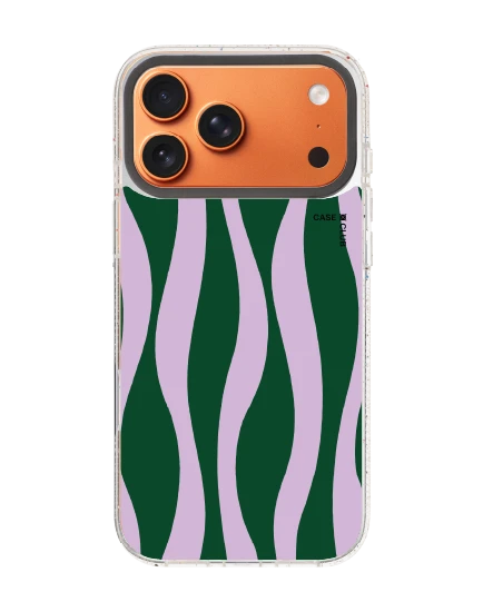 เคสกระจกใส iphone 17 pro max mirror magsafe ลายคลื่นสีม่วงและเขียว