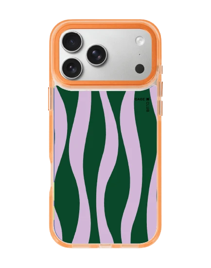 iphone 17 pro max clear orange magsafe purple & green wavy pattern