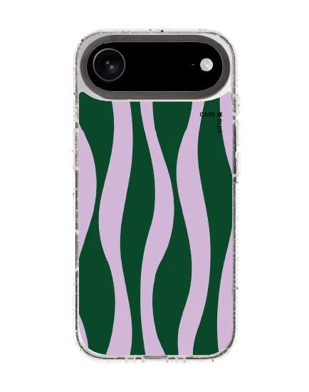 เคสกระจกใส iphone air mirror magsafe ลายคลื่นสีม่วงและเขียว