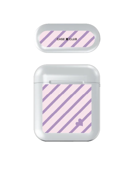 เคสใส airpods รุ่น 1/2 ลายทางสีม่วงพาสเทล