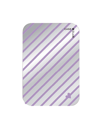magnetic mirror cardholder stand purple stripes