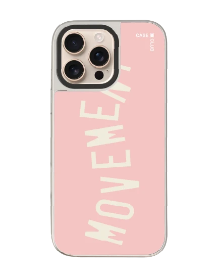 เคสกระจก iphone 16 pro max magsafe rally ลาย movement สีชมพูใส