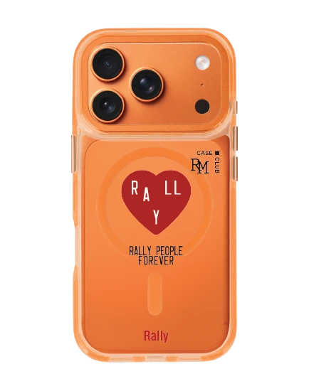 เคสใสสีส้ม iphone 17 pro magsafe rally people club ลายหัวใจ