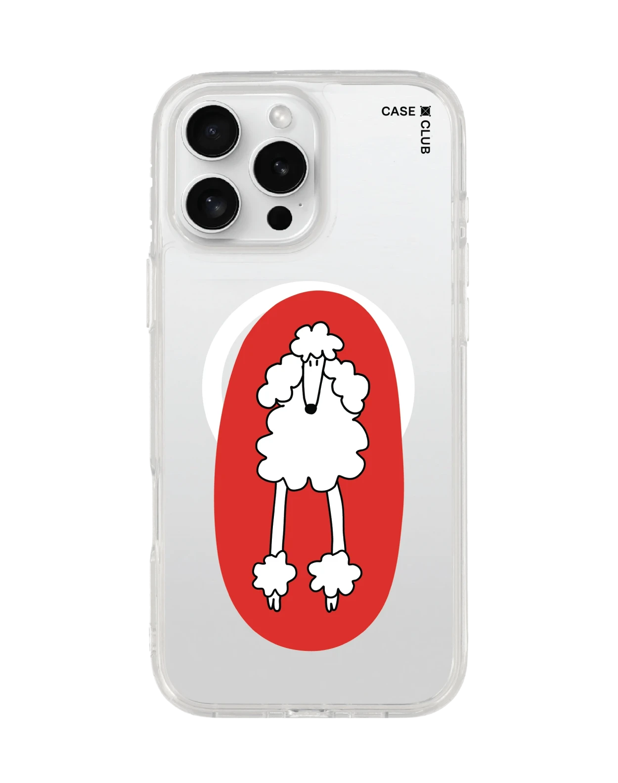 iphone 16 pro max clear case magsafe red circle poodle