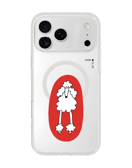 เคสใส iphone 17 pro max magsafe พุดเดิ้ลสุดชิค พื้นแดง