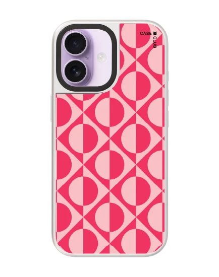 เคสกระจก iphone 17 magsafe รูปทรงเรขาคณิตแดงชมพู ทันสมัย