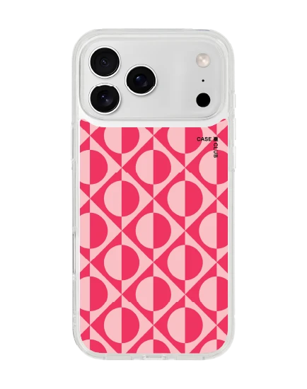 เคสใส iphone 17 pro max รูปทรงเรขาคณิตแดงชมพู ทันสมัย