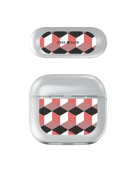 เคสใส airpods 4 กล่องเรขาคณิตสีทับทิม