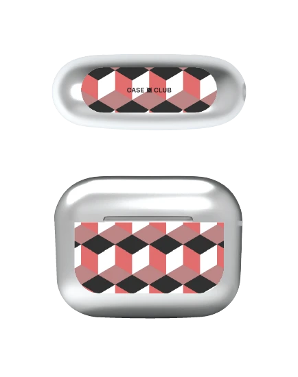 airpods pro 3 silver case ruby geometric cube