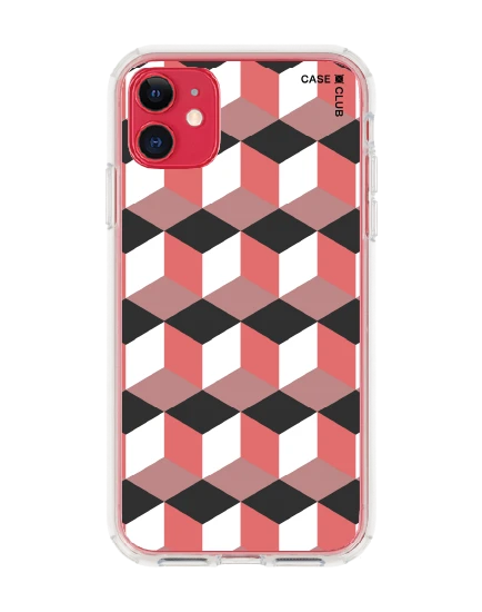 เคสใส iphone 11 กล่องเรขาคณิตสีทับทิม