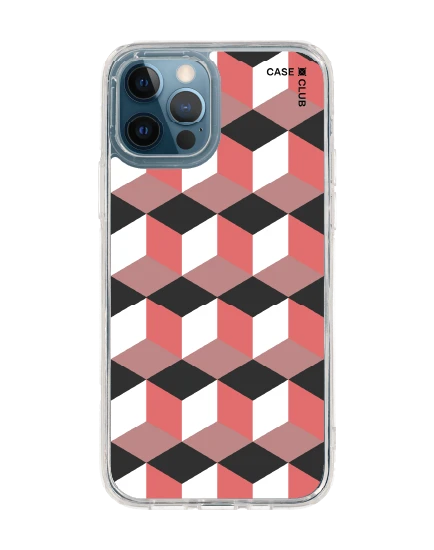 iphone 12/12 pro clear case ruby geometric cube