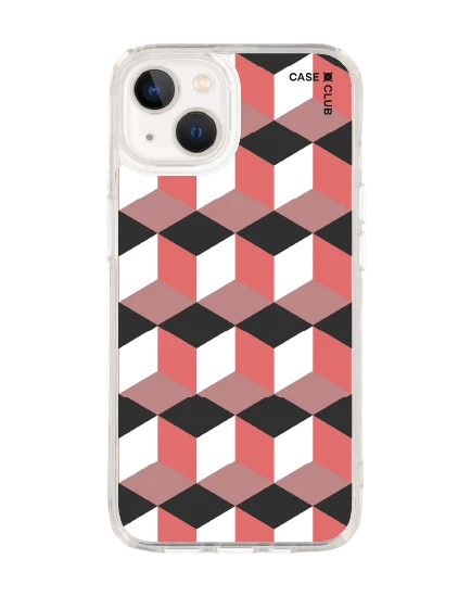 เคสใส iphone 13 magsafe กล่องเรขาคณิตสีทับทิม