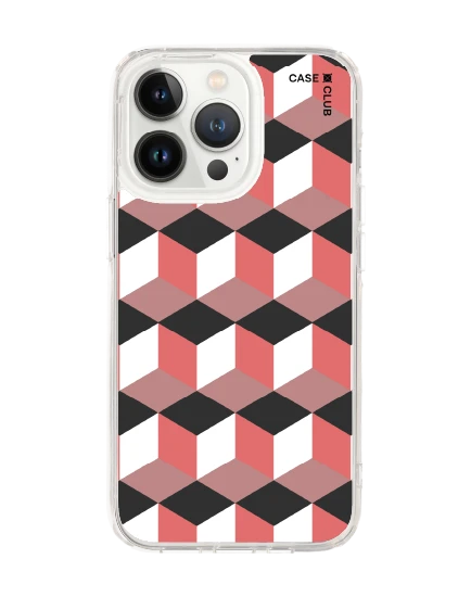 iphone 13 pro clear case ruby geometric cube
