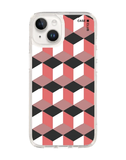 เคสใส iphone 14 magsafe กล่องเรขาคณิตสีทับทิม