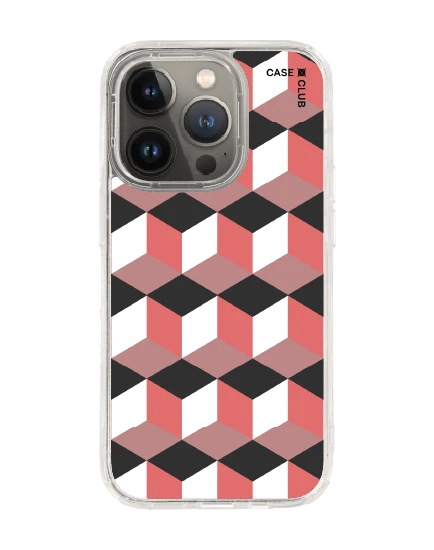 เคสใส iphone 14 pro magsafe กล่องเรขาคณิตสีทับทิม