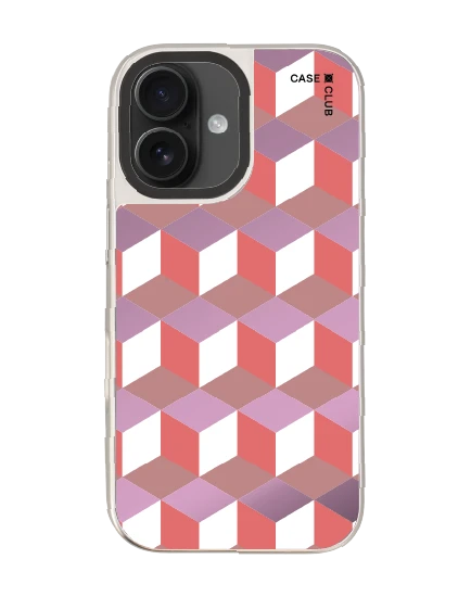 เคสกระจก iphone 16 magsafe กล่องเรขาคณิตสีทับทิม